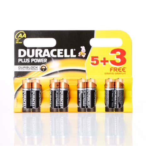 Duracell Plus Power Pack of 5 AA Batteries with 3 Free