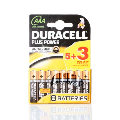 Duracell Plus Power Pack of 5 AAA Batteries with 3 Free