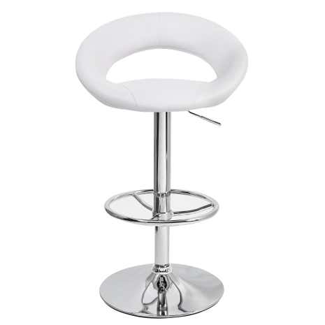 Piso Upholstered White Gas Lift Bar Stool