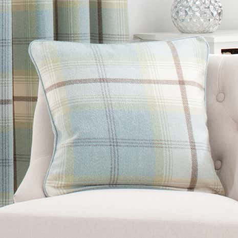 Highland Duck-Egg Check Cushion