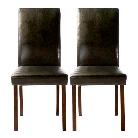Hunston Black Faux Leather Pair of Dining Chairs
