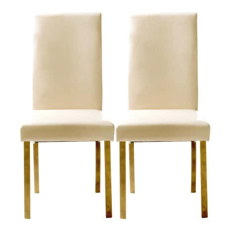 Hunston Cream Faux Leather Pair of Dining Chairs
