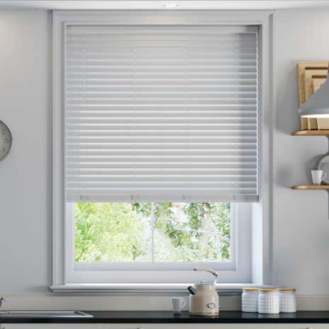 White Faux Wood Cordless Venetian Blind