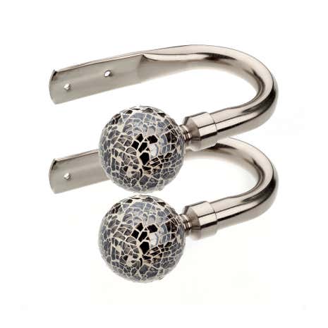 Satin Steel Mirrored Ball Holdbacks