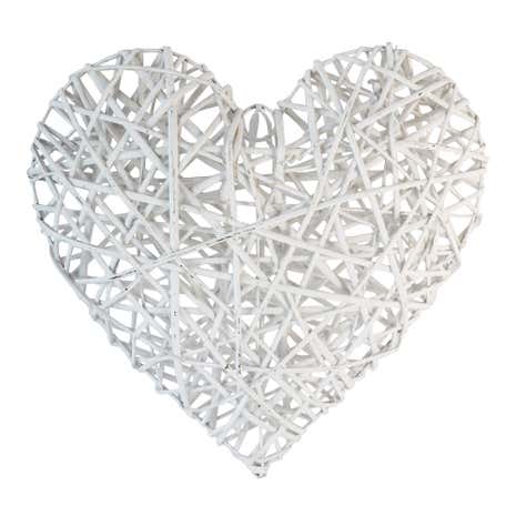 White Hanging Wicker Heart