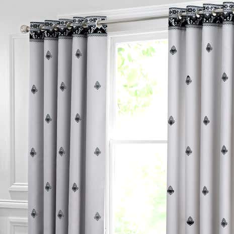 Deco Flock Grey Thermal Eyelet Curtains