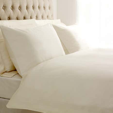 Hotel Plain Cream 400 Thread Count Piped Duvet Cover