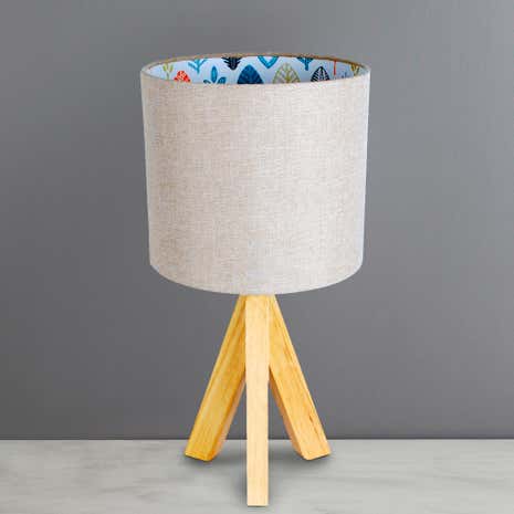 Cosy Skandi Tripod Leaf Print Table Lamp