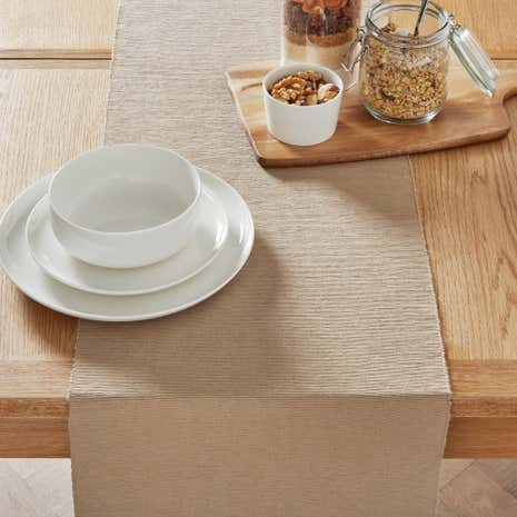 Taupe Ribbed Table Runner