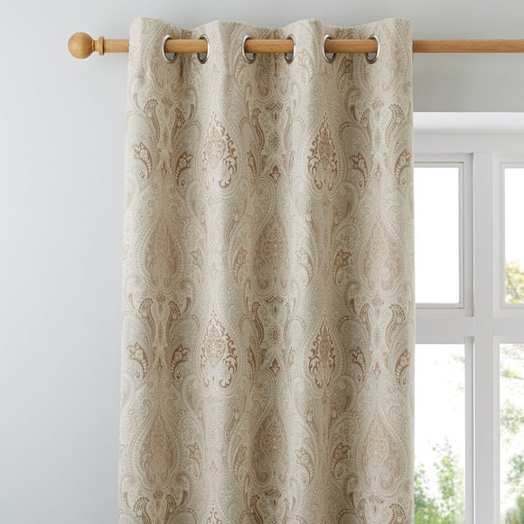 Beige Novello Lined Eyelet Curtains | Dunelm