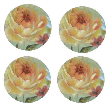 Flora and Fauna Set of 4 Round Floral Placemats