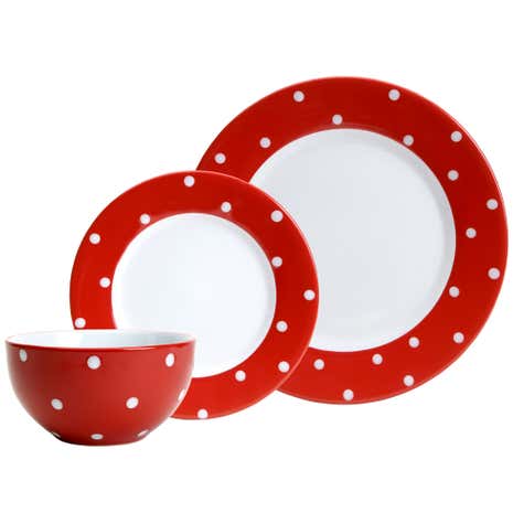 Farmstead Red Dotty 12 Piece Dinner Set