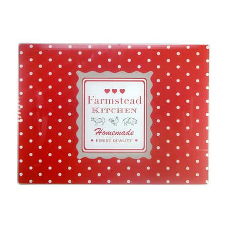 Farmstead Red Dotty Glass Worktop Saver