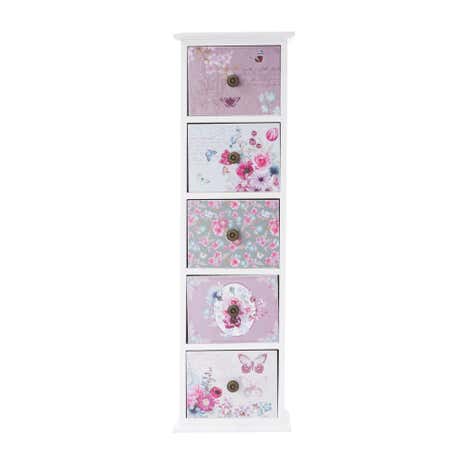 White Flora 5 Drawer Unit
