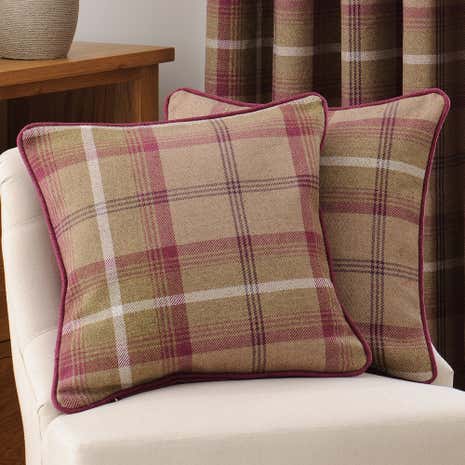 Highland Plum Check Filled Cushion