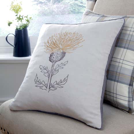 Balmoral Ochre Thistle Cushion
