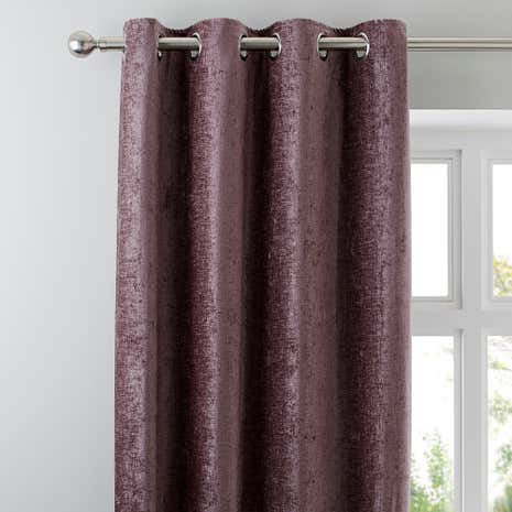 Chenille Mauve Lined Eyelet Curtains