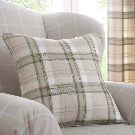 Balmoral Green Checked Cushion