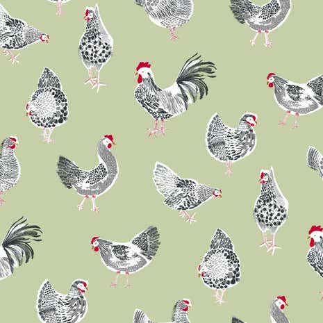 Sage Rooster PVC Fabric
