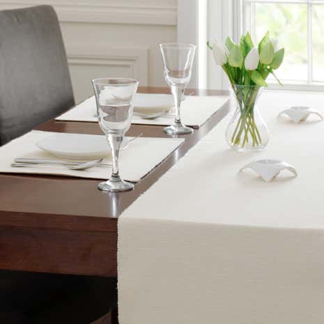 Cream Ribbed Table Runner