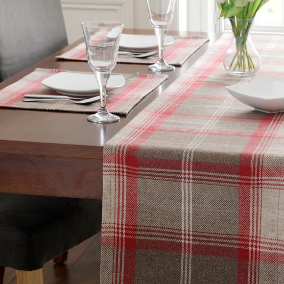 Highland Check Red Table Runner
