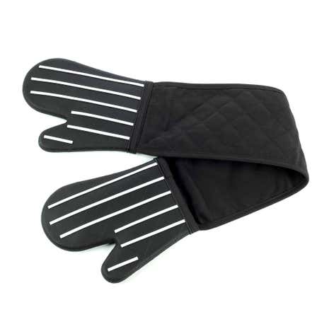Black Striped Silicone Double Oven Glove