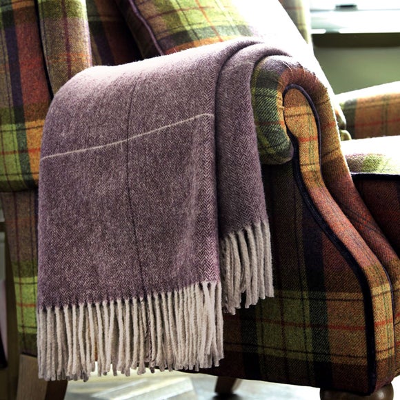 Dorma Maldon Plum Wool Throw | Dunelm