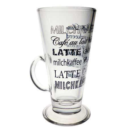 Printed Word Latte Glass