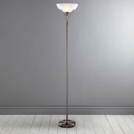 Linea Scroll Satin Silver Floor Lamp