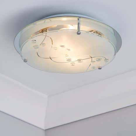 Beaded White Round Flush 2 Light Fitting