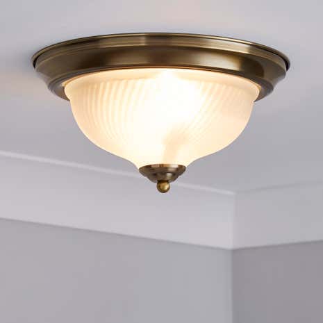 Antique Brass Frosted Flush Light Fitting