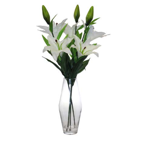 White Lillies in Glass Vase