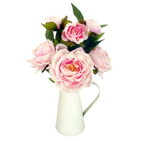 Peonies in Cream Metal Jug