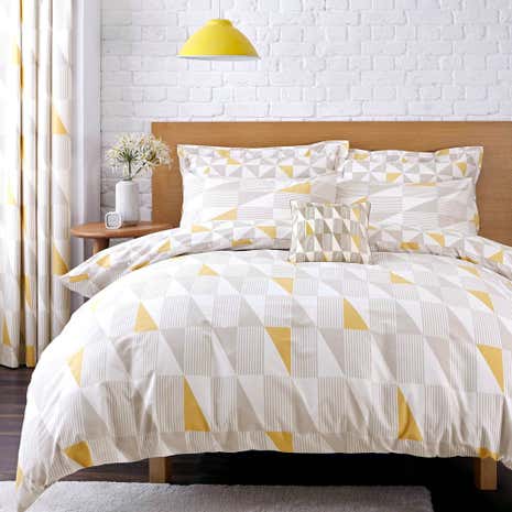 Elements Skandi Geometric Yellow Reversible Duvet Cover And Elements Skandi Geometric Yellow Reversible Duvet Cover And Pillowcase Set