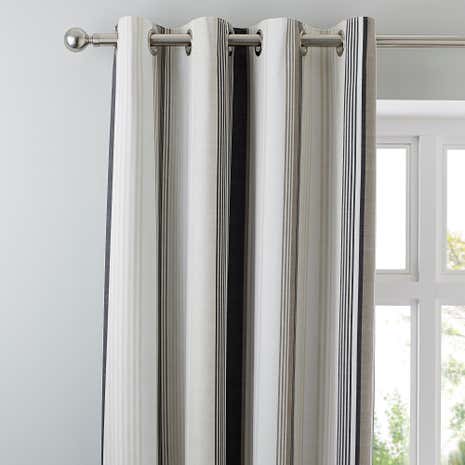 Salvage Check Grey Thermal Eyelet Curtains