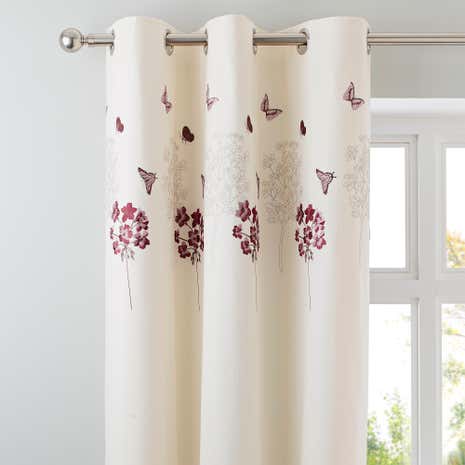Hydrangea Plum Thermal Eyelet Curtains