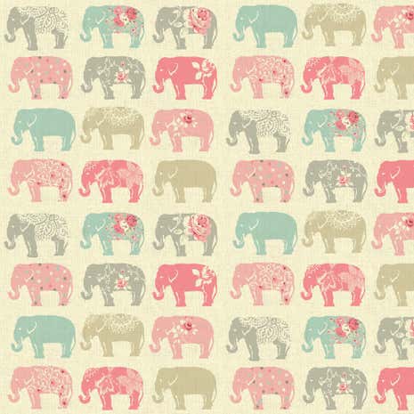 Pastel Elephants Patterned Fabric