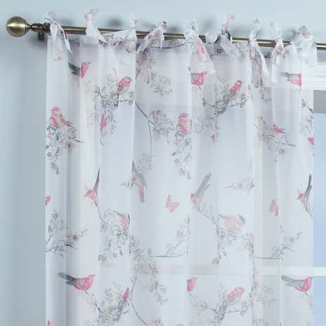 Beautiful Birds White Voile Panel