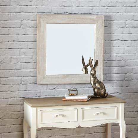 White Wooden Hanging Mirror