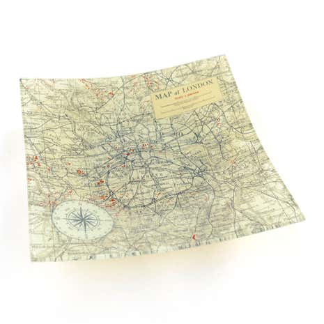 Glass Plate with Map Print