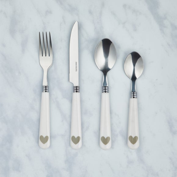 Country Heart White 16 Piece Cutlery Set