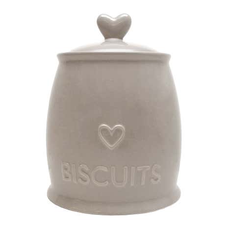 Country Taupe Heart Biscuit Canister