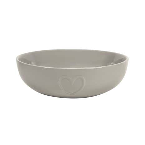 Country Taupe Heart Round Serving Bowl