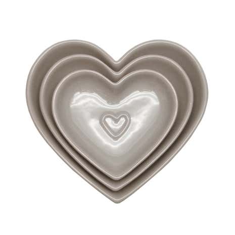 Country Taupe Heart Nesting Bowls