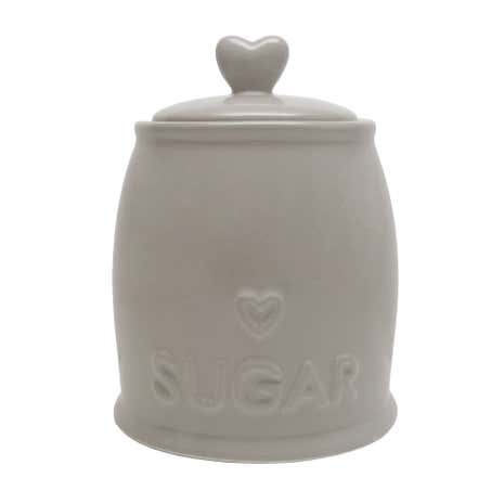 Country Taupe Heart Sugar Storage Jar