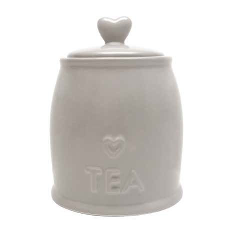 Country Taupe Heart Tea Storage Jar