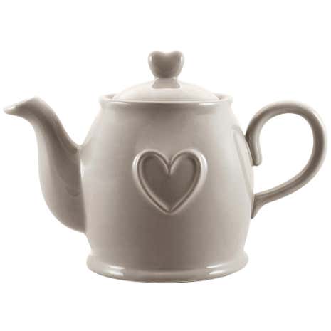 Country Heart Taupe Teapot