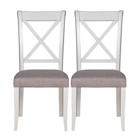 Eaton Walnut and Grey Pair of Cross Back Dining Chairs