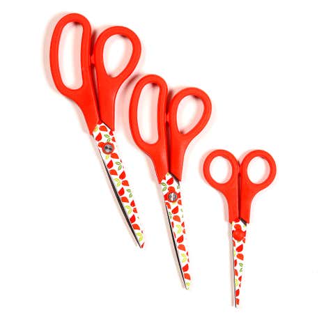 Red Funky Birds Pack of 3 Scissors