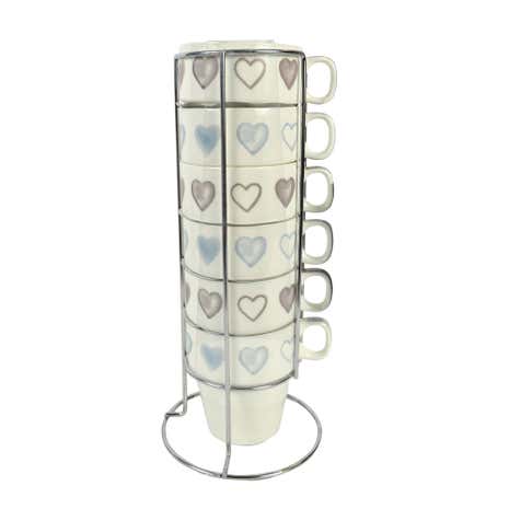 Set of 6 Heart Stacking Mugs